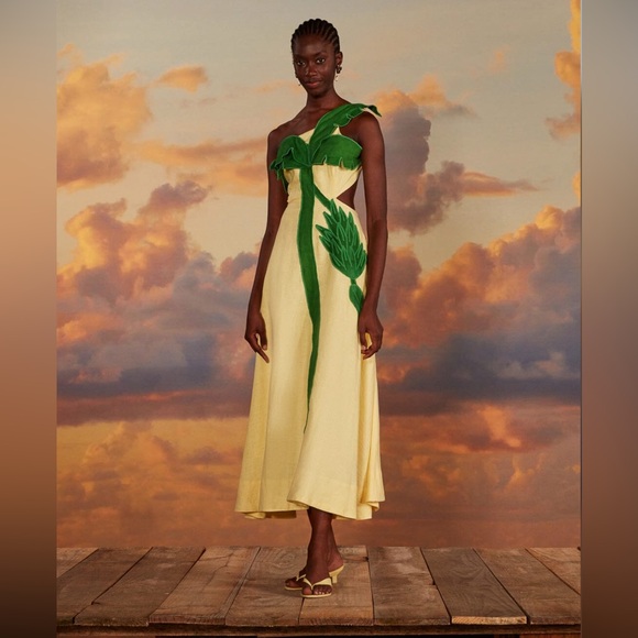 Farm Rio Palm Tree Cutwork Midi Dress - Picture 3 of 9